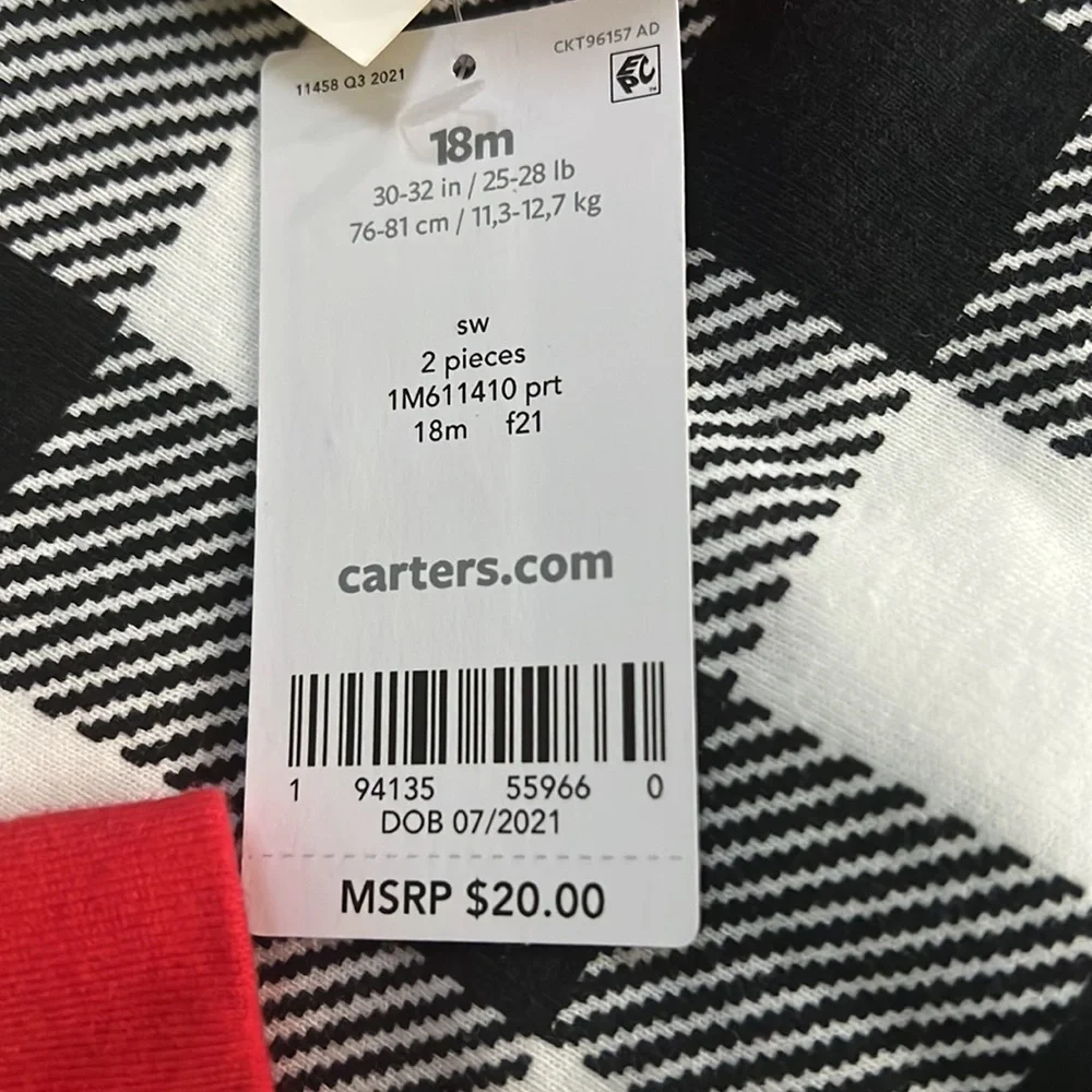 CARTER’S 2-Piece Gingham 100% Snug Fit Cotton PJs‎